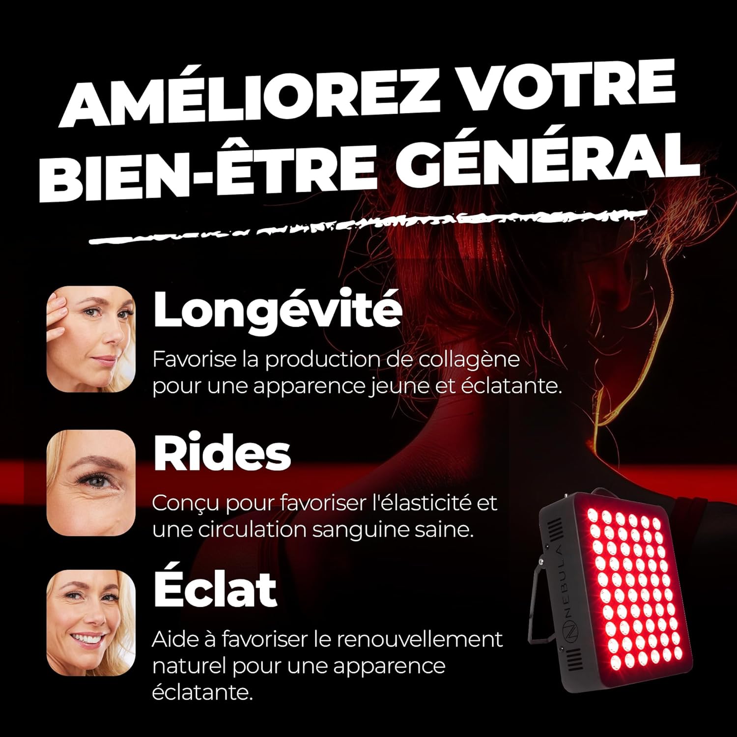 Appareil LED De Luminothérapie 300W - Lampe Infrarouge & Lumière Rouge 660/850nm - Lampe Infrarouge Proche Pour Thérapie Lumineuse - Lumiere Rouge