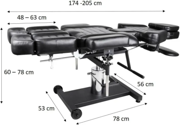 Alabama – Fauteuil Transat Multifonction Professionnel pour Studio de Tatouage et Centre Esthétique, Confortable et Réglable (Noir)