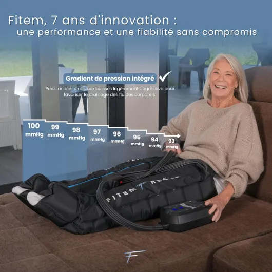 Bottes de Pressothérapie - 8 chambres, 6 modes - Massage des Jambes et pieds - Drainage lymphatique - Jambes Lourdes - Rétention d'eau - Anti-Cellulite - Récupération sportive - Garantie 2 ans L (1m76 - 1m87)