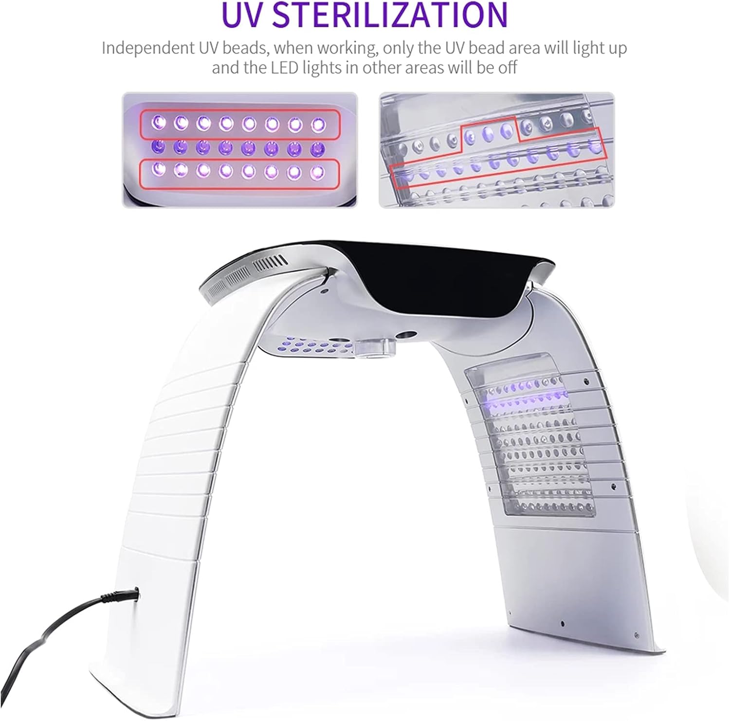 ETLB38 Photon lumineux 7 couleurs pour rajeunissement de la peau du visage et soin de la peau Gris vapeur 7 photons couleur avec gris vapeur