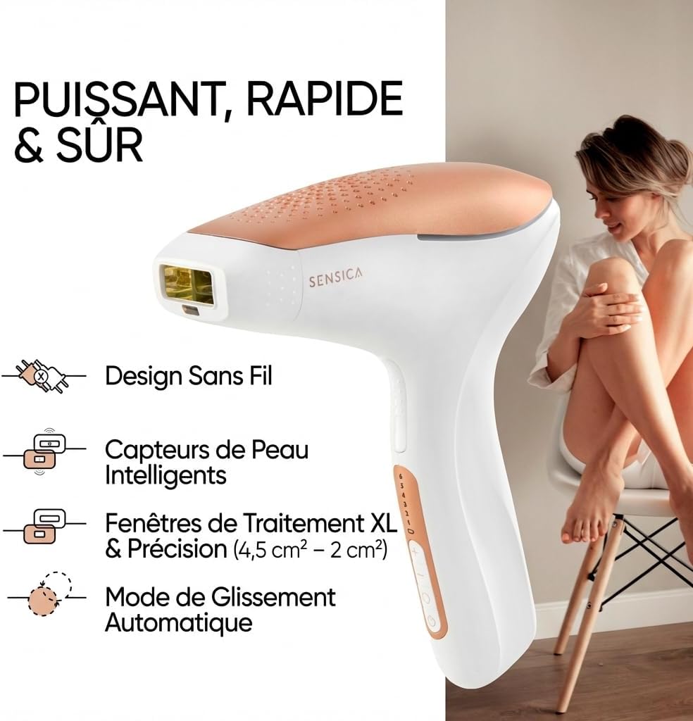 Sensilight Pro Epilateur Lumiere Pulsee IPL Haute Performance - Appareil Épilation à Lumière Pulsée pour Épilation Laser Durable - Épilateur Laser Femme & Homme - Soin Complet Visage et Corps