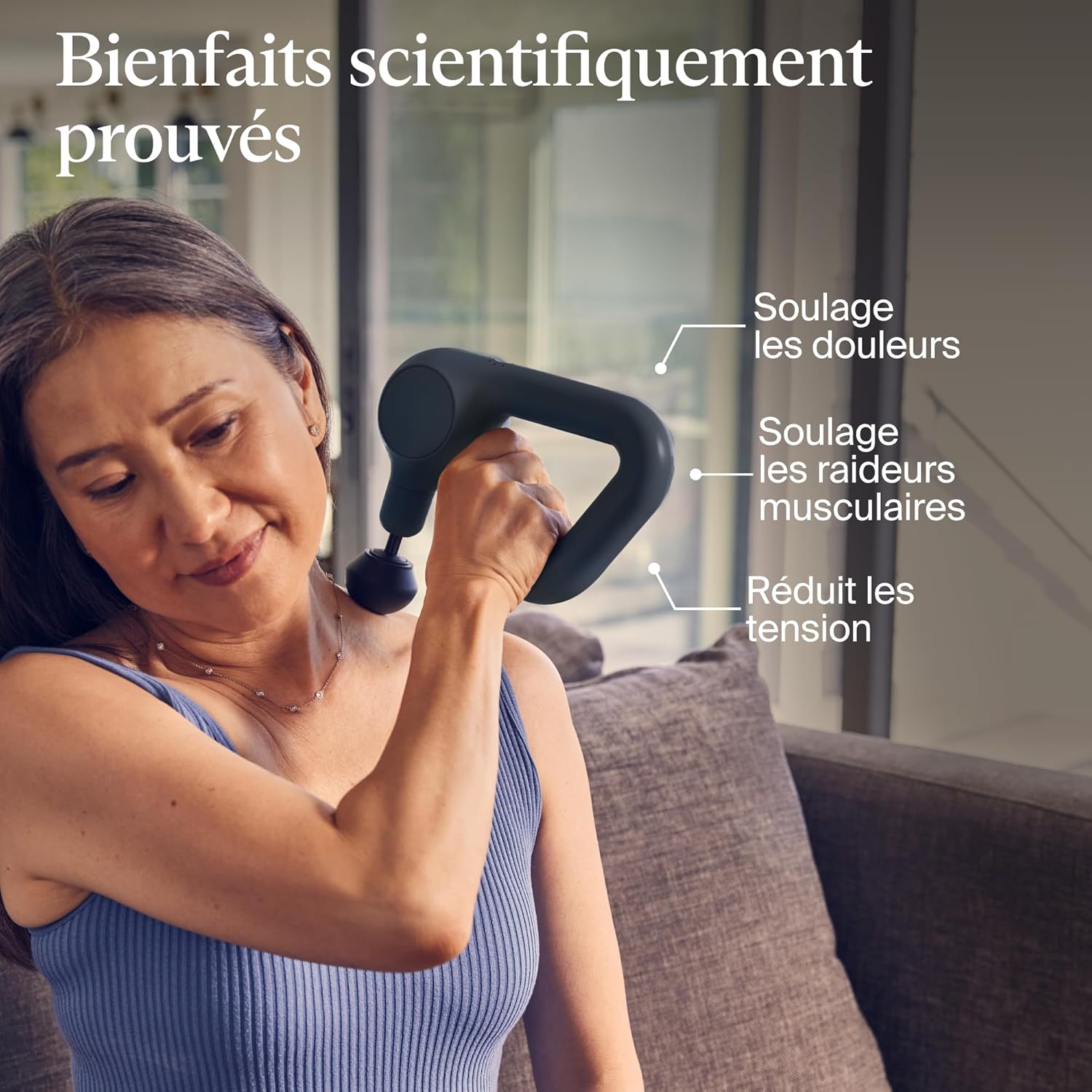 Theragun Relief pistolet de massage à percussion portable – Confortable et léger pour soulager la douleur quotidienne dans le cou, le dos, les jambes, les épaules et le corps - Anthracite Noir