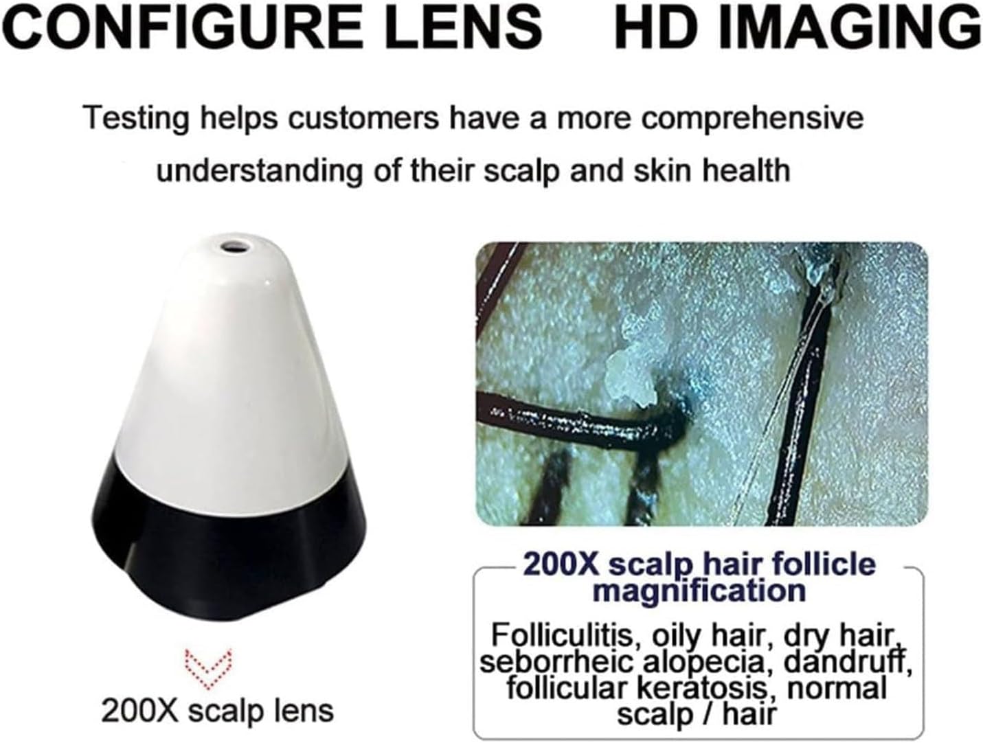 Analyseur de Cheveux de Diagnostic de Peau, Microscope Numérique pour Cuir Chevelu et Follicule, Détecteur de Cuir Chevelu Cutané de 10,1 Pouces, Testeur de Follicules Pileux HD