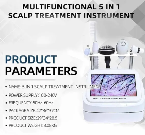 Analyseur de Cheveux et de Peau avec écran HD 10 Pouces, Appareil de Massage du Cuir chevelu 5 en 1 pour Le Diagnostic de la Chute des Cheveux et la détection des follicules pileux