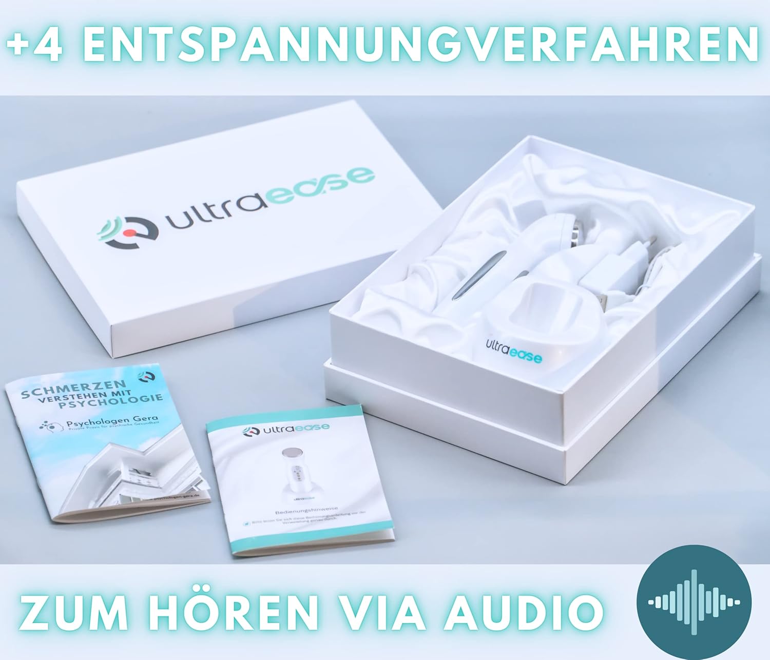 Ultrasons à domicile - Ultrasons chauffants, sans fil, sans vibrations & physiologiques pour le corps et le visage & soins de la peau - avec quatre techniques psychologiques