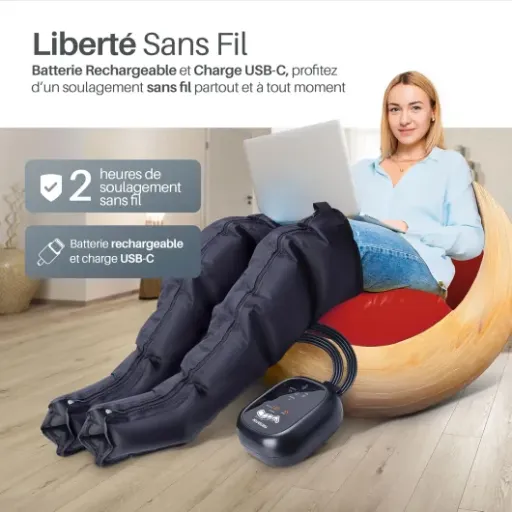 Test PORTENTUM bottes pressothérapie jambes : le massage à air comprimé vraiment utilisable sur le canapé