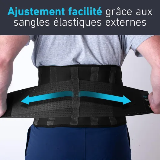 Clever Yellow Ceinture Lombaire Homme/Femme - Seul Dispositif de Soutien Thérapeutique Certifié de Qualité Médicale Qui Soulage les Douleurs et Prévient les Blessures - Taille XL XL (95-115cm) Noir
