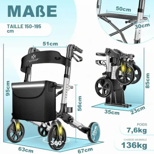 Test KESSER Déambulateur léger pliant : le rollator qui fait le job sans ruiner le coffre