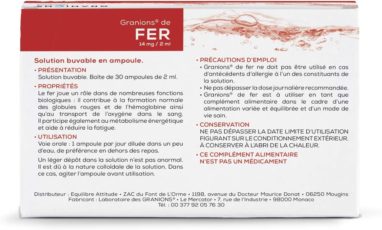 DE FER - 30 ampoules (Lot de 2) Cerise 30 unité (Lot de 2)