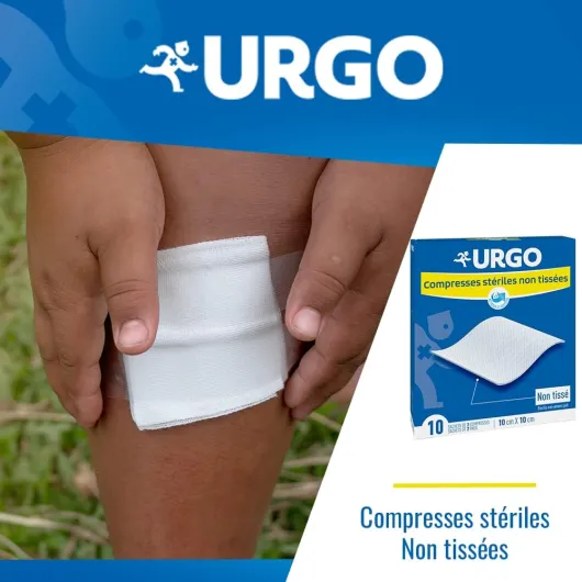 Compresses stériles - Non tissées - Boîte de 10 sachets de 2 compresses - 10cm x 10cm Bleu 10 sachets de 2 compresses