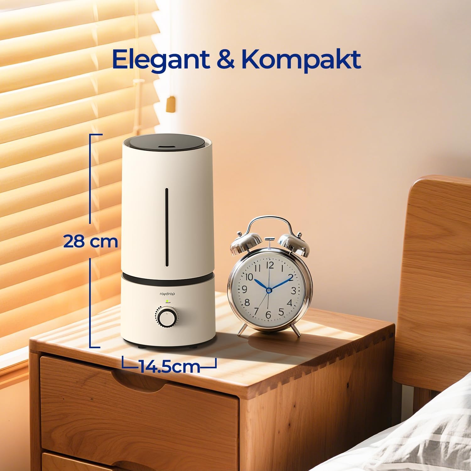 Raydrop Humidificateur d’air 1,7 L, humidificateur ultrasonique silencieux pour chambre et bébé, petit humidificateur à brume froide pour maison et plantes, arrêt automatique 2.0L Blanc Standard