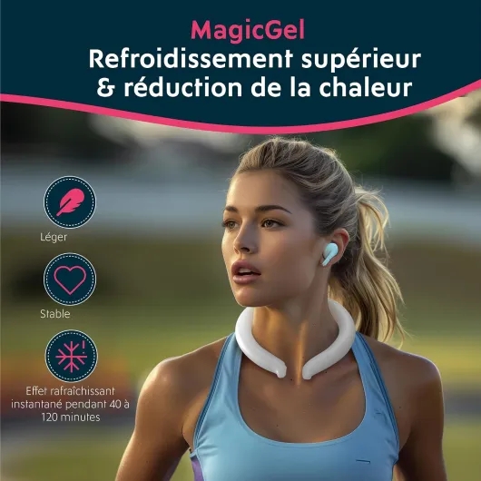 Collier Rafraîchissant – Anneau de Glace Portable pour le Cou – Gaine de Gel Réutilisable pour les Athlètes et Travailleurs Extérieurs – Blanc