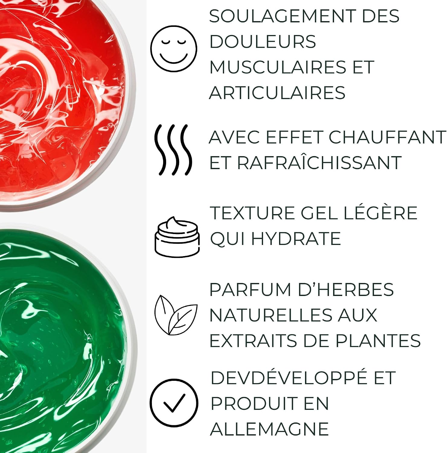 Kräuterhof Gel Chauffant & Rafraîchissant (2 x 500 ml) - Gel relaxant musculaire pour les muscles et les articulations fatigués, Massage et traitement de relaxation aux extraits naturels Duo Set Chauffant & Rafraîchissant