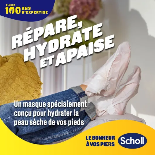 Scholl Masque Pieds Nourrissant à l'Huile de Noix de Coco: Sans parfum ni colorants pour peaux sèches - Chaussettes hydratantes non grasses, faciles à utiliser - Emballage et masque recyclables, 1 paire Noix de Coco 1 unité (Lot de 1)