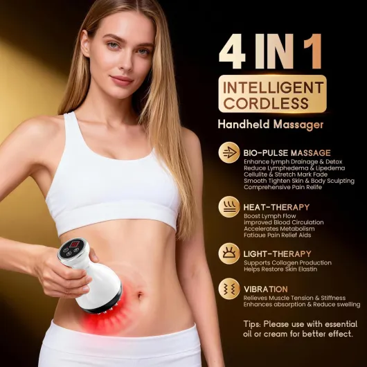 Masseur de drainage lymphatique et outil de massage anti-cellulite, aide à réduire les vergetures et la cellulite pour les jambes, les bras et l'abdomen, machine à façonner le corps avec micro-courant