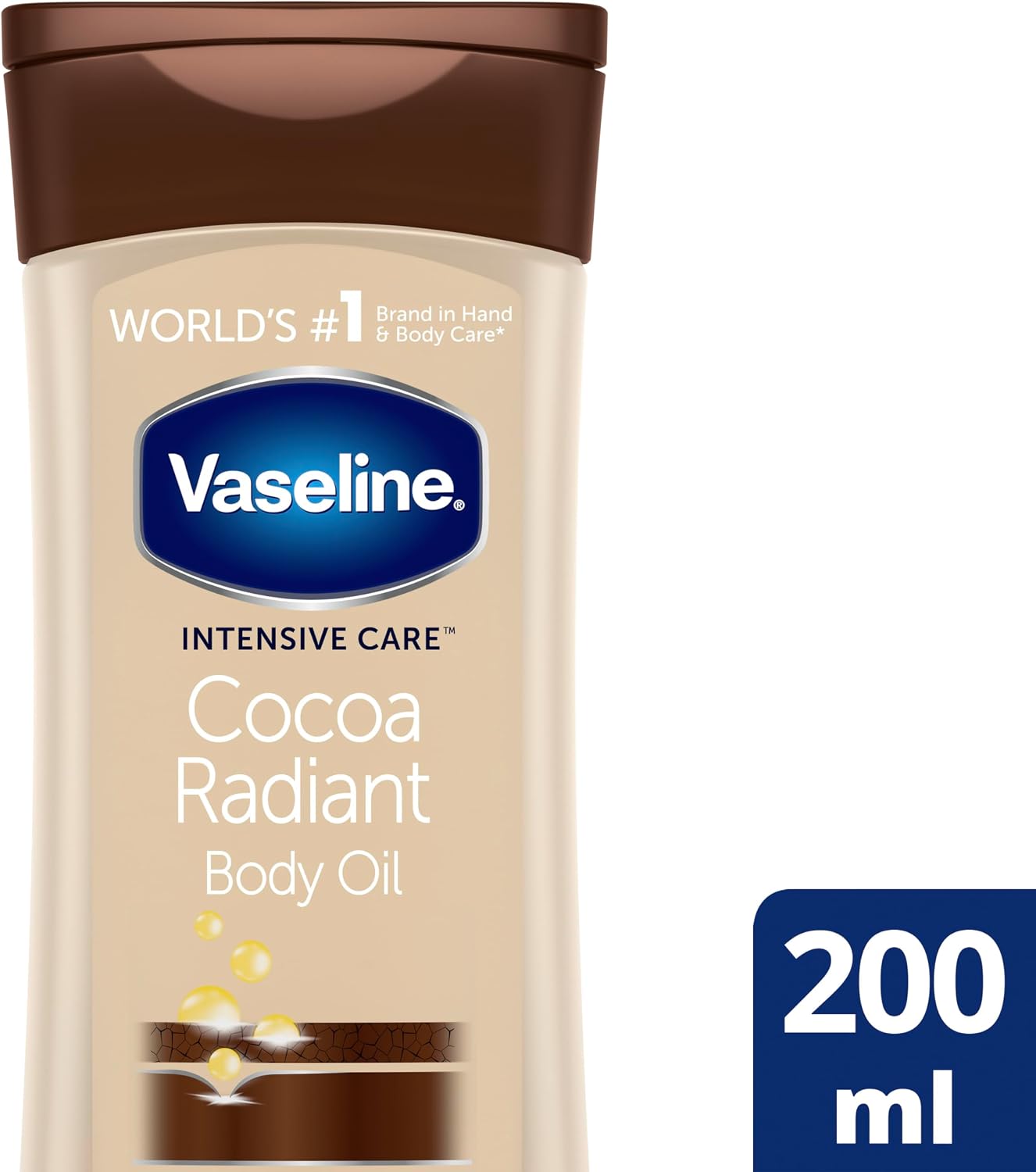 Intensive Care Cocoa Radiant, Huile Corporelle Hydratante,Peau Sèche, Hydratation Intense, Peau Douce et Lumineuse, Microgouttelettes de Vaseline Jelly et Beurre de Cacao, 2x 200ml