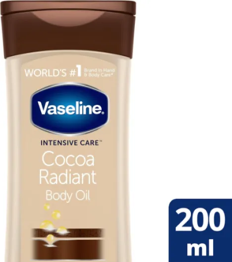Intensive Care Cocoa Radiant, Huile Corporelle Hydratante,Peau Sèche, Hydratation Intense, Peau Douce et Lumineuse, Microgouttelettes de Vaseline Jelly et Beurre de Cacao, 2x 200ml