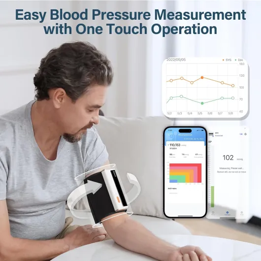 Armfit Plus Tensiometre Bras avec ECG et Analyse du Rapport ECG, Mesure Automatique 30S, Tensiomètre avec APP pour Android & iOS, avec Gestion Multi-utilisateurs & Mémoire Illimitée BP2