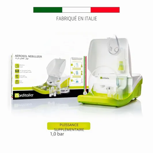 NORDITALIA, Meganeb Plus, Nébuliseur professionnel, Inhalateur silencieux, aérosol à nébulisation ciblée
